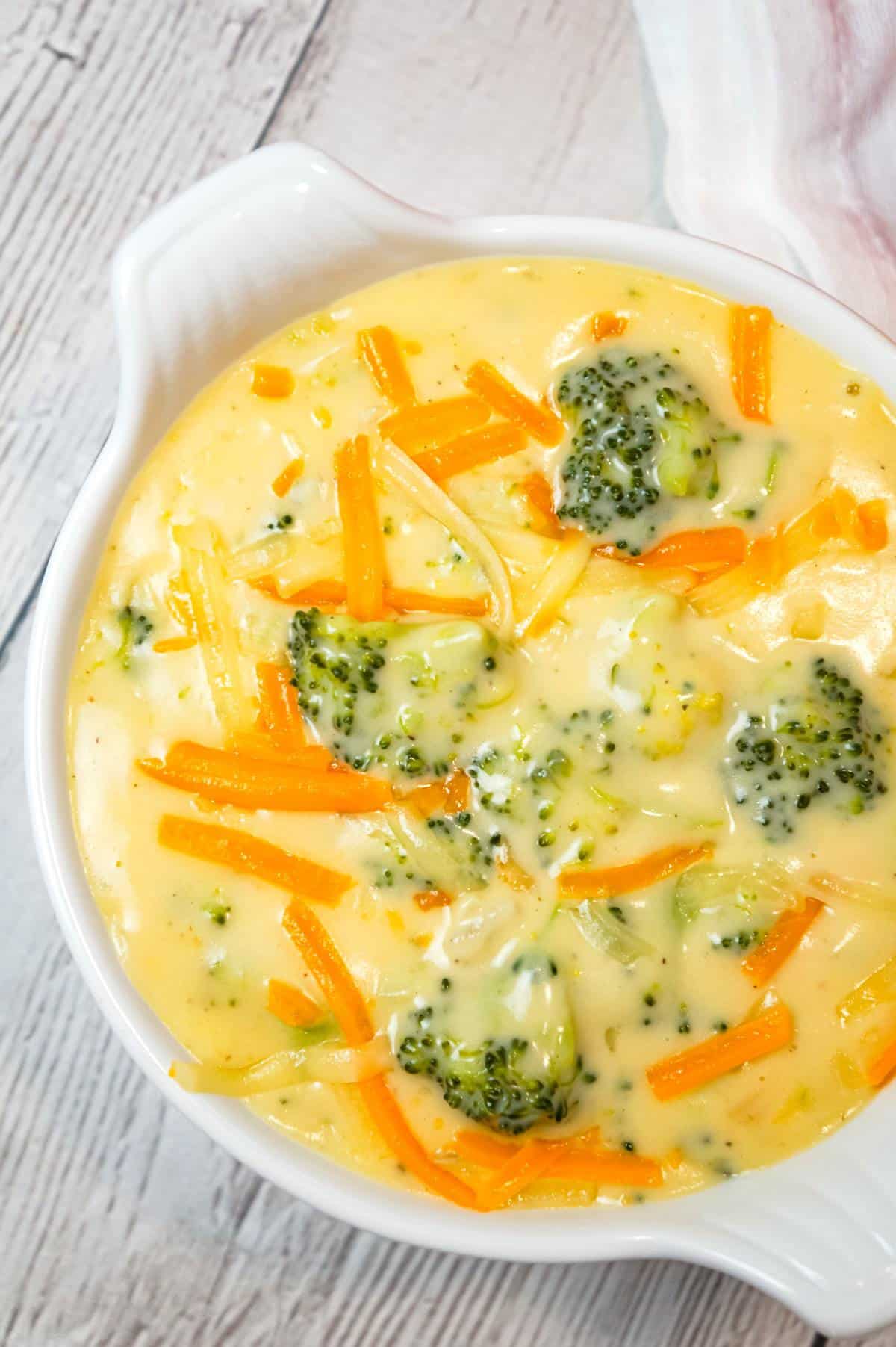 Broccoli Cheddar Soup is a thick and creamy soup recipe loaded with broccoli florets and cheddar cheese.