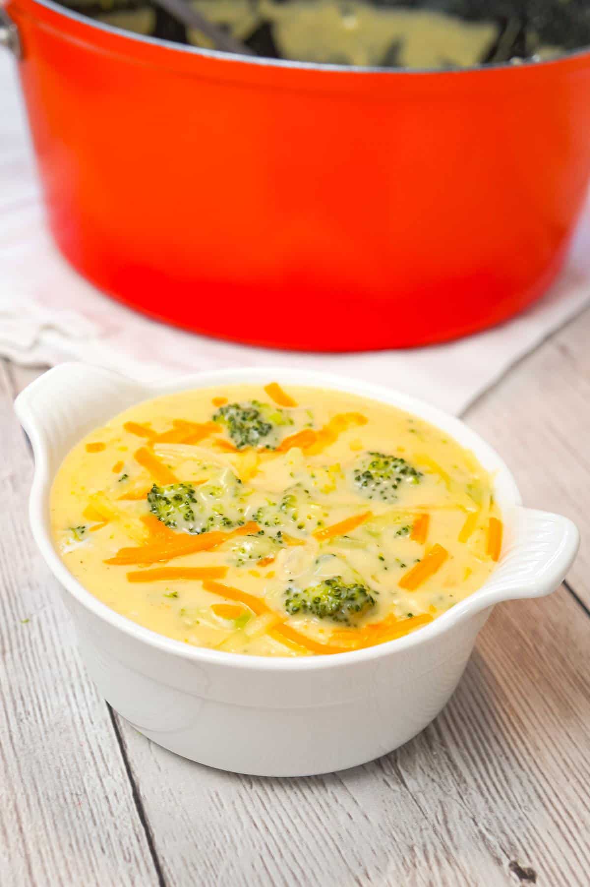 Broccoli Cheddar Soup is a thick and creamy soup recipe loaded with broccoli florets and cheddar cheese.