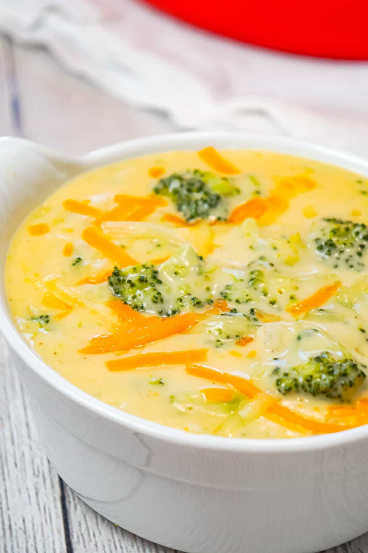 Broccoli Cheddar Soup is a thick and creamy soup recipe loaded with broccoli florets and cheddar cheese.