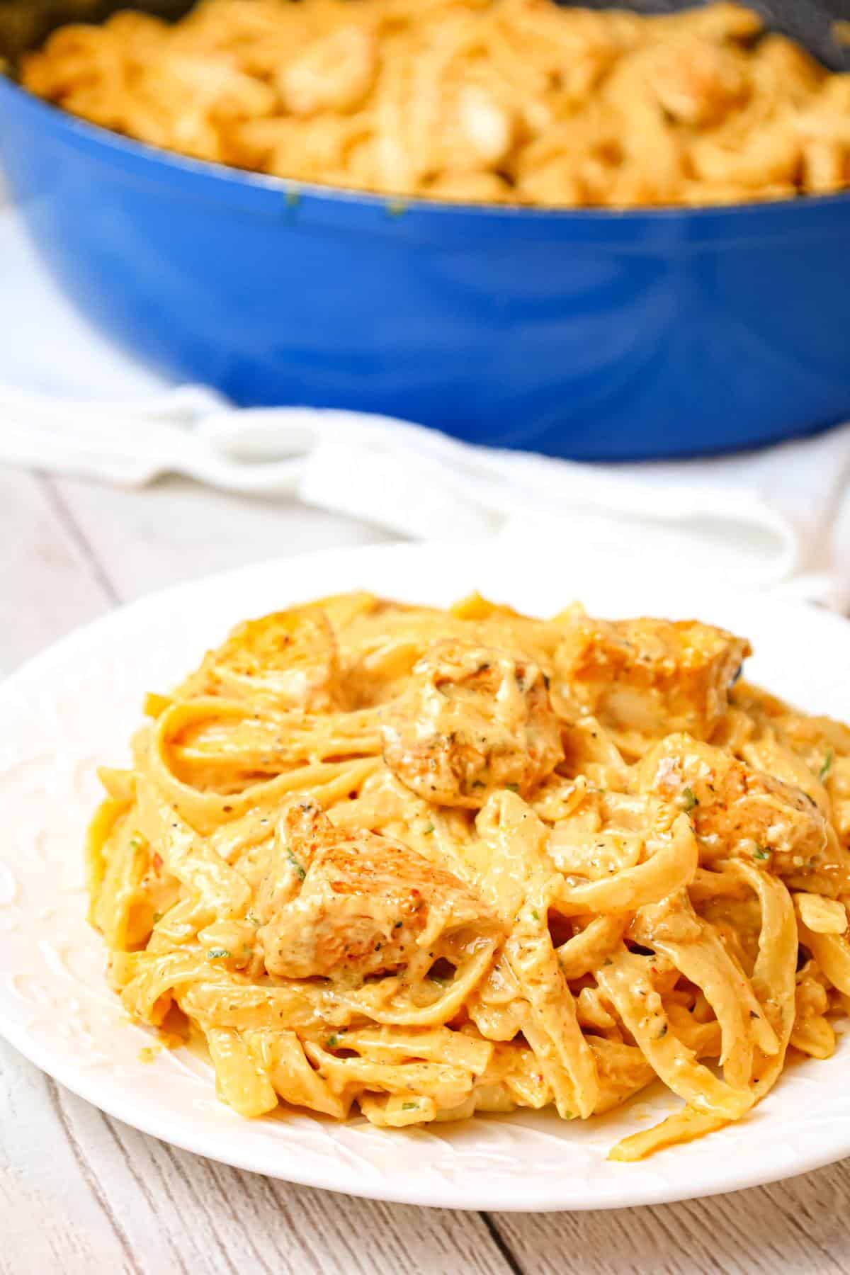 Cajun Chicken Alfredo is a creamy pasta recipe loaded with chunks of chicken breast, Cajun seasoning and parmesan cheese.