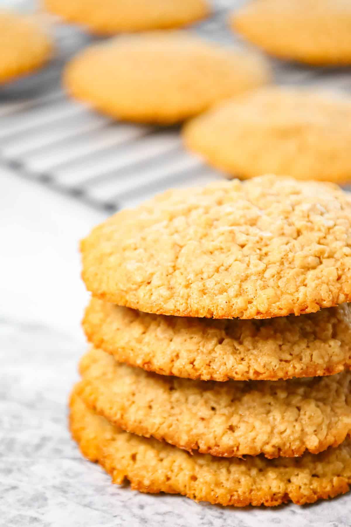 Peanut Butter Oatmeal Cookies are a delicious soft and chewy cookie recipe made with smooth peanut butter and quick oats.