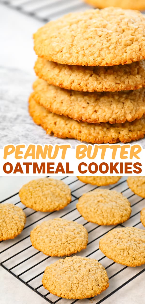 Peanut Butter Oatmeal Cookies are a delicious soft and chewy cookie recipe made with smooth peanut butter and quick oats.