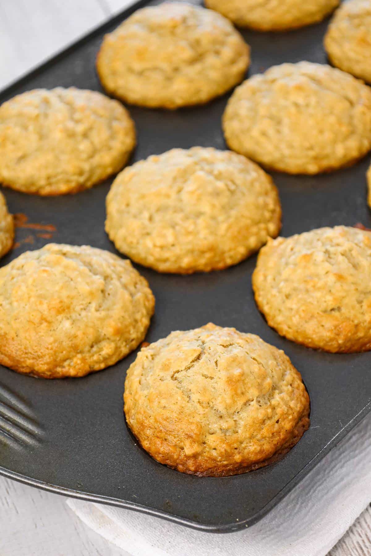 Banana Oatmeal Muffins are a delicious snack or breakfast treat made with ripe bananas and quick oats.