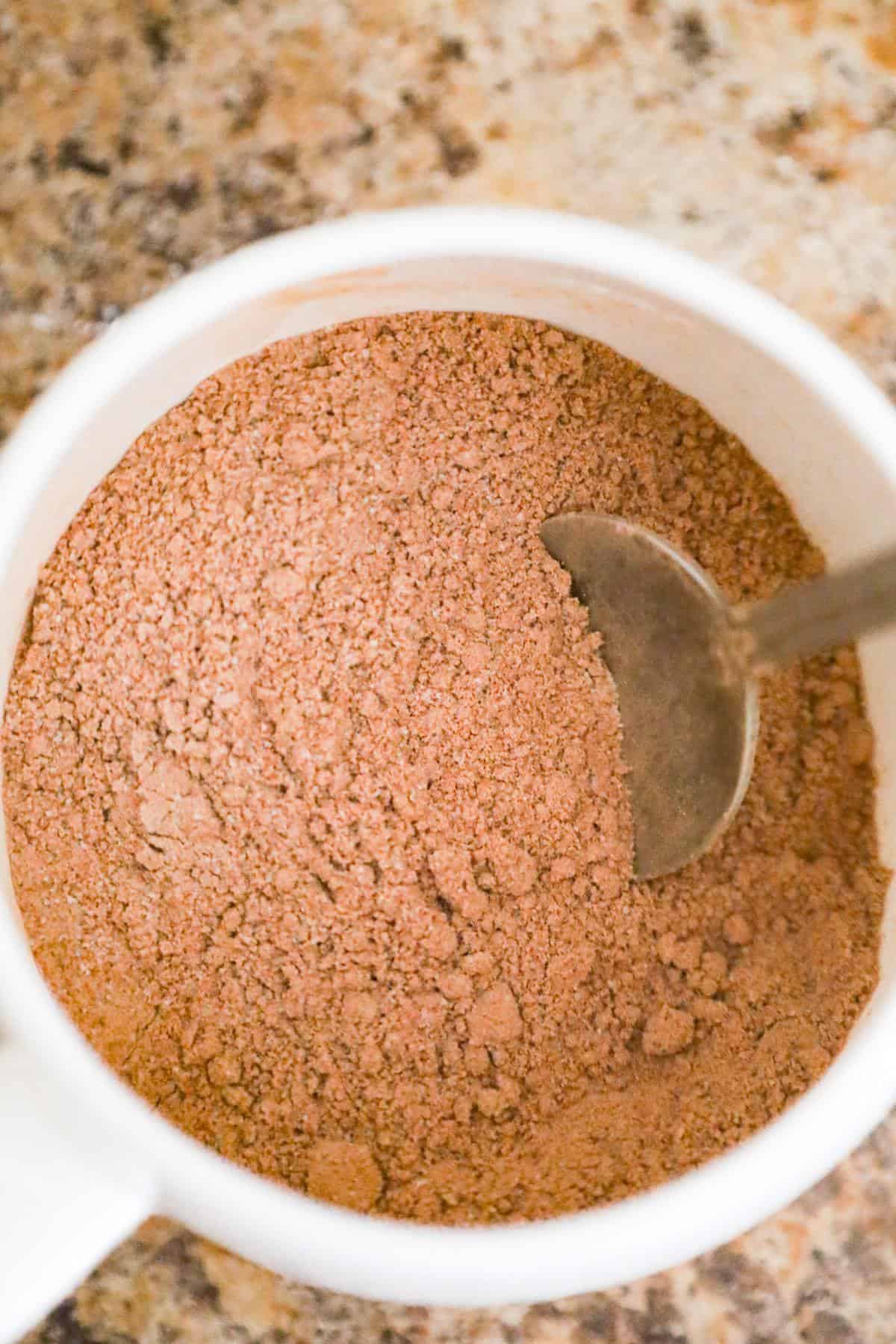dry brownie mix in a mug