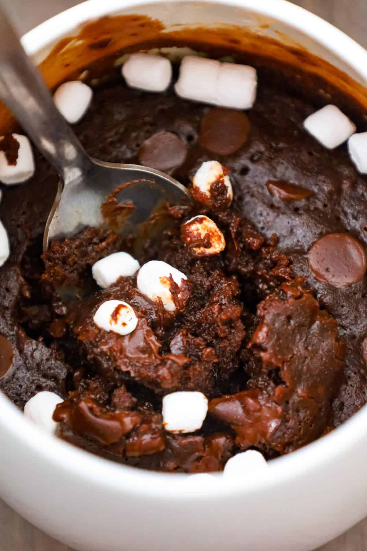 Brownie in a Mug is a simple but decadent single serve dessert recipe made in the microwave.