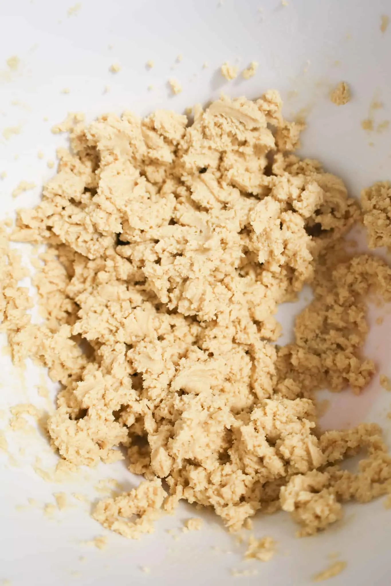 cookie dough mixture in a mixing bowl