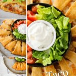 Taco Ring is an easy ground beef dinner recipe using Pillsbury crescent rolls and loaded with shredded cheese and Rotel diced tomatoes and green chilies.