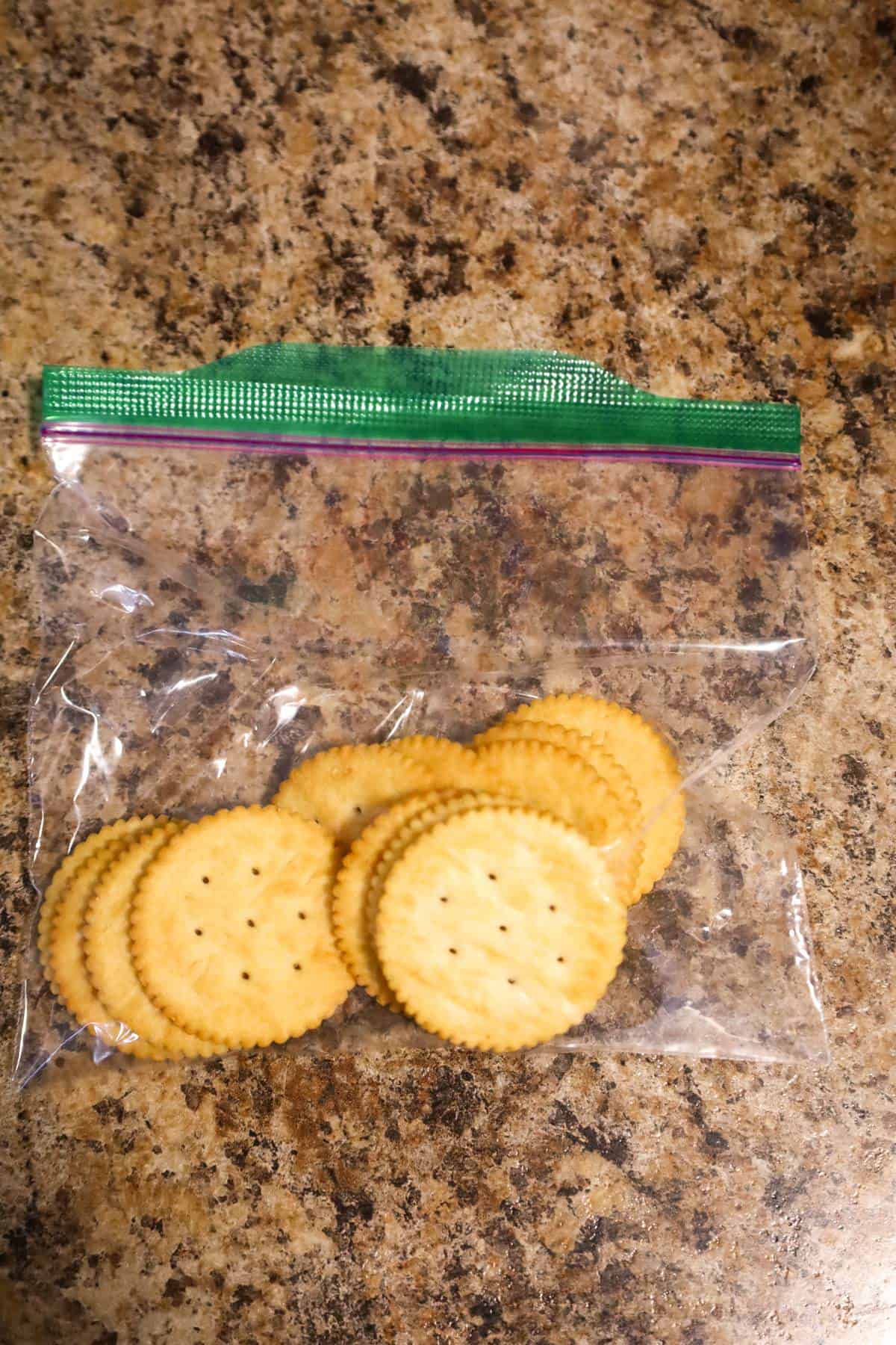 Ritz crackers in a Ziploc bag