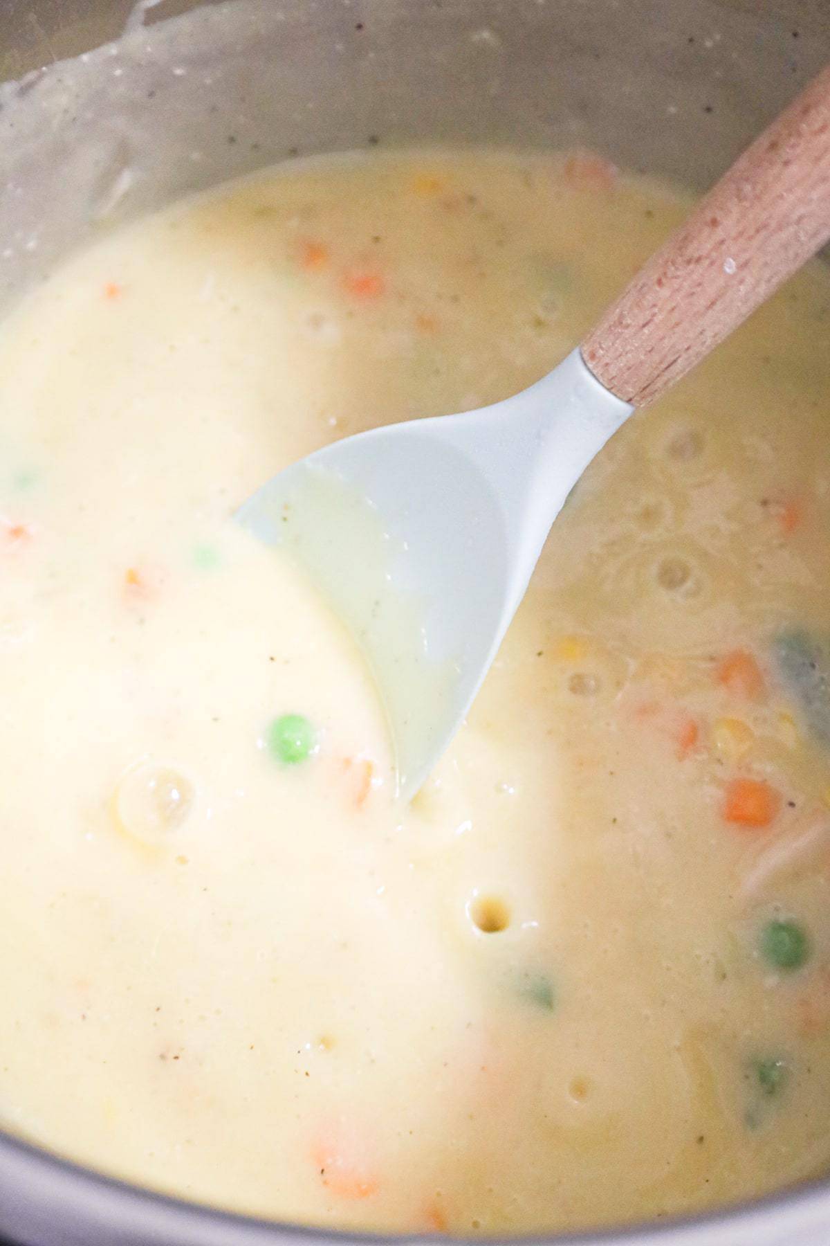 creamy chicken and vegetable mixture in an Instant Pot