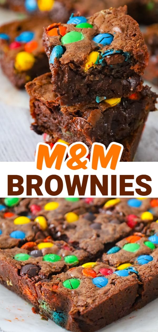 M&M Brownies are delicious fudgy brownies loaded with semi sweet chocolate chips and M&M's candies.