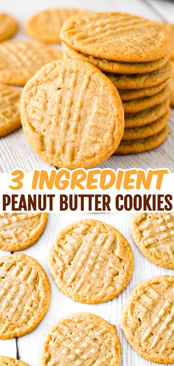 3 Ingredient Peanut Butter Cookies are chewy and delicious peanut butter cookies made using just peanut butter, brown sugar and an egg.