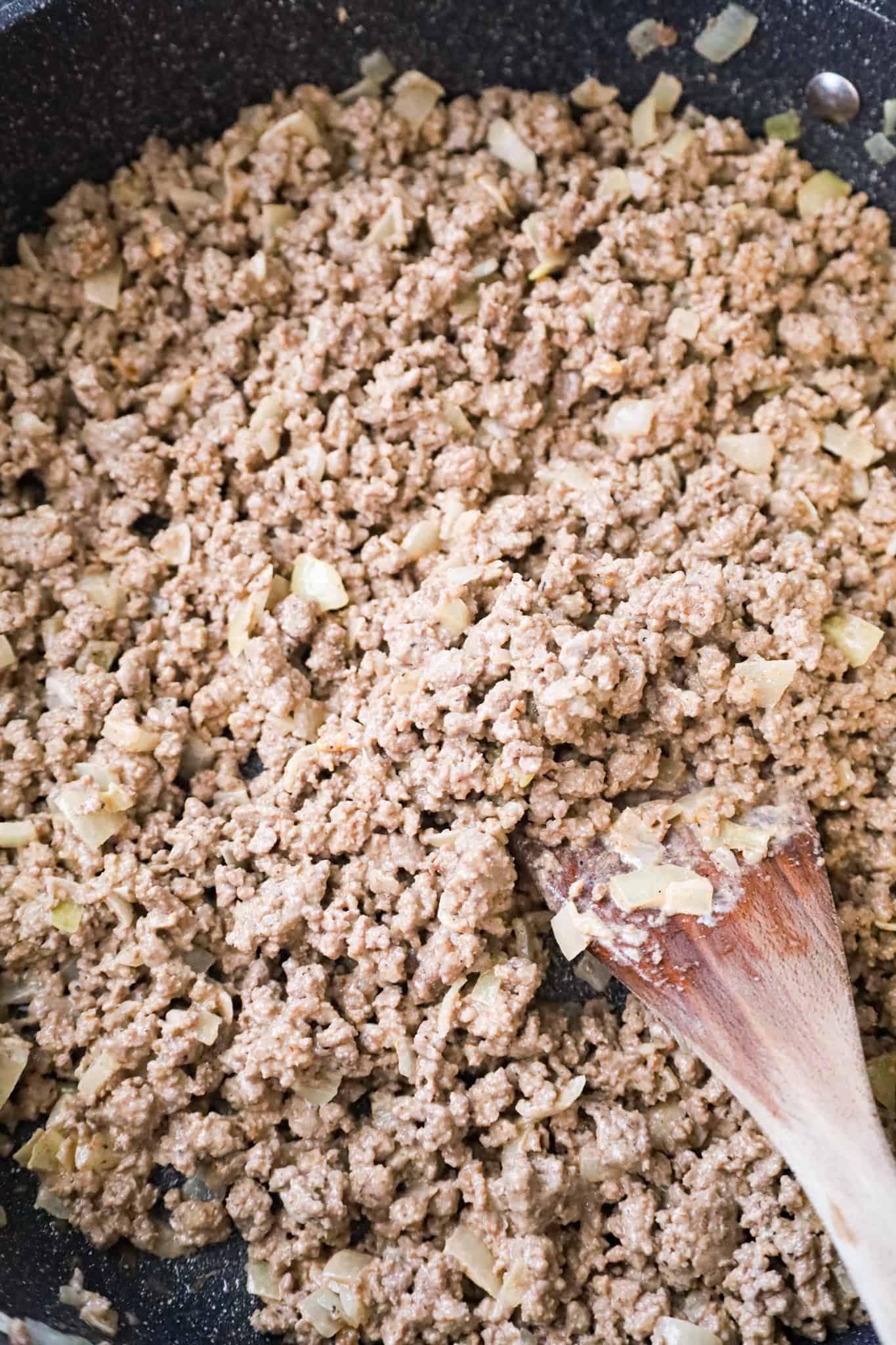 ground beef tossed in mayo and seasonings