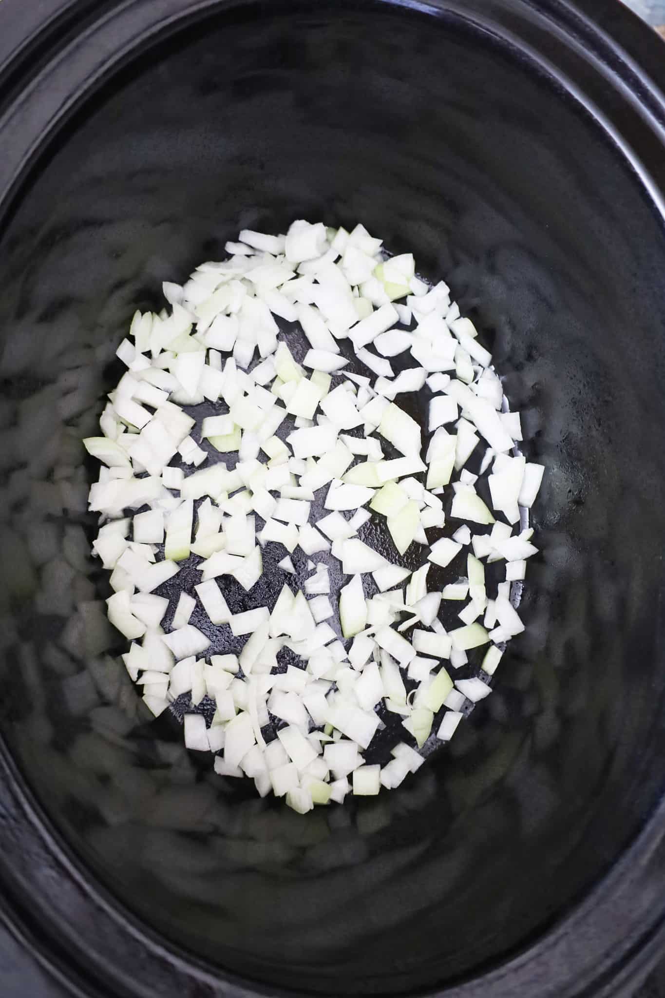 diced onions in a crock pot