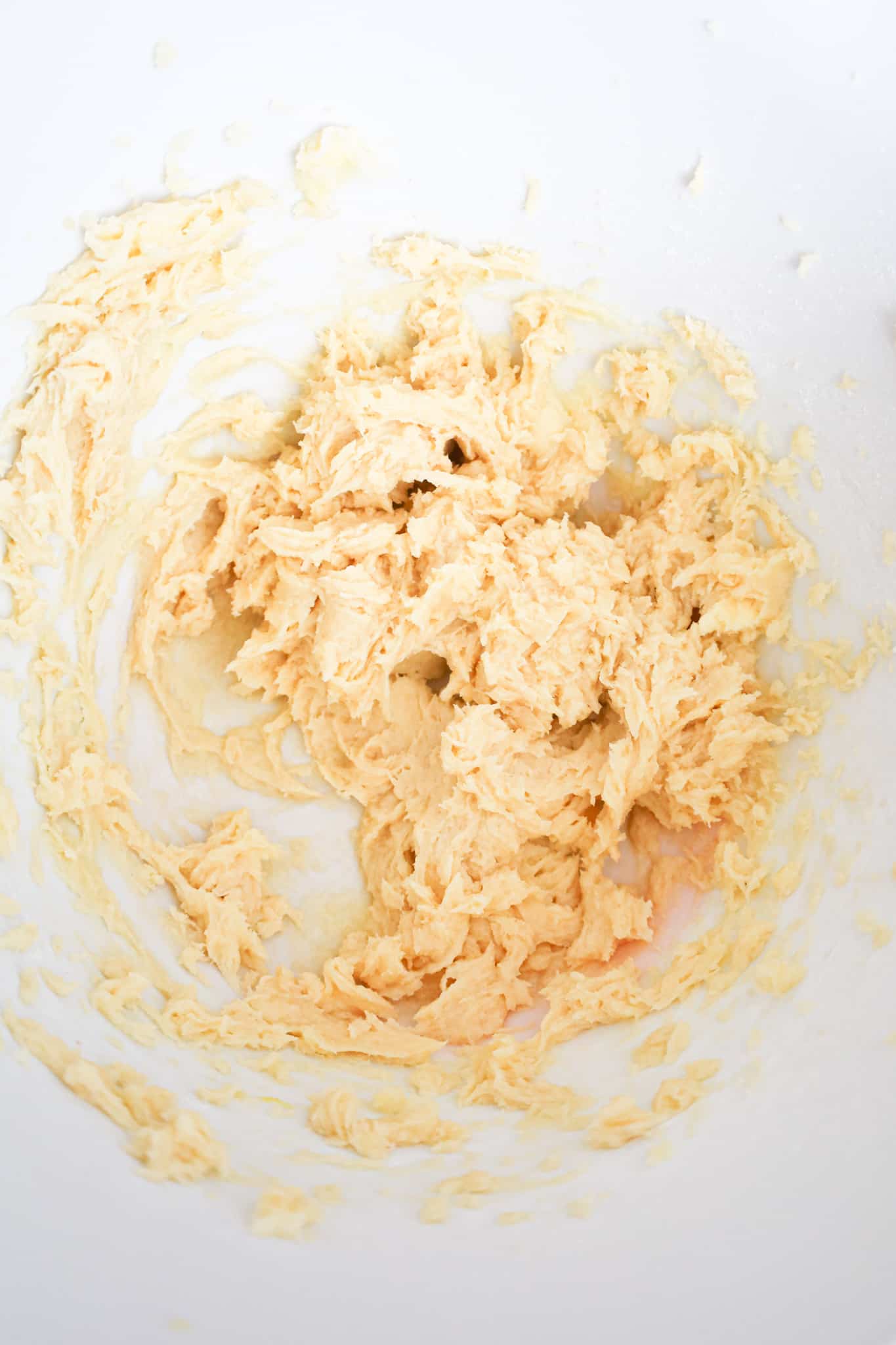 cookie dough mixture in a mixing bowl