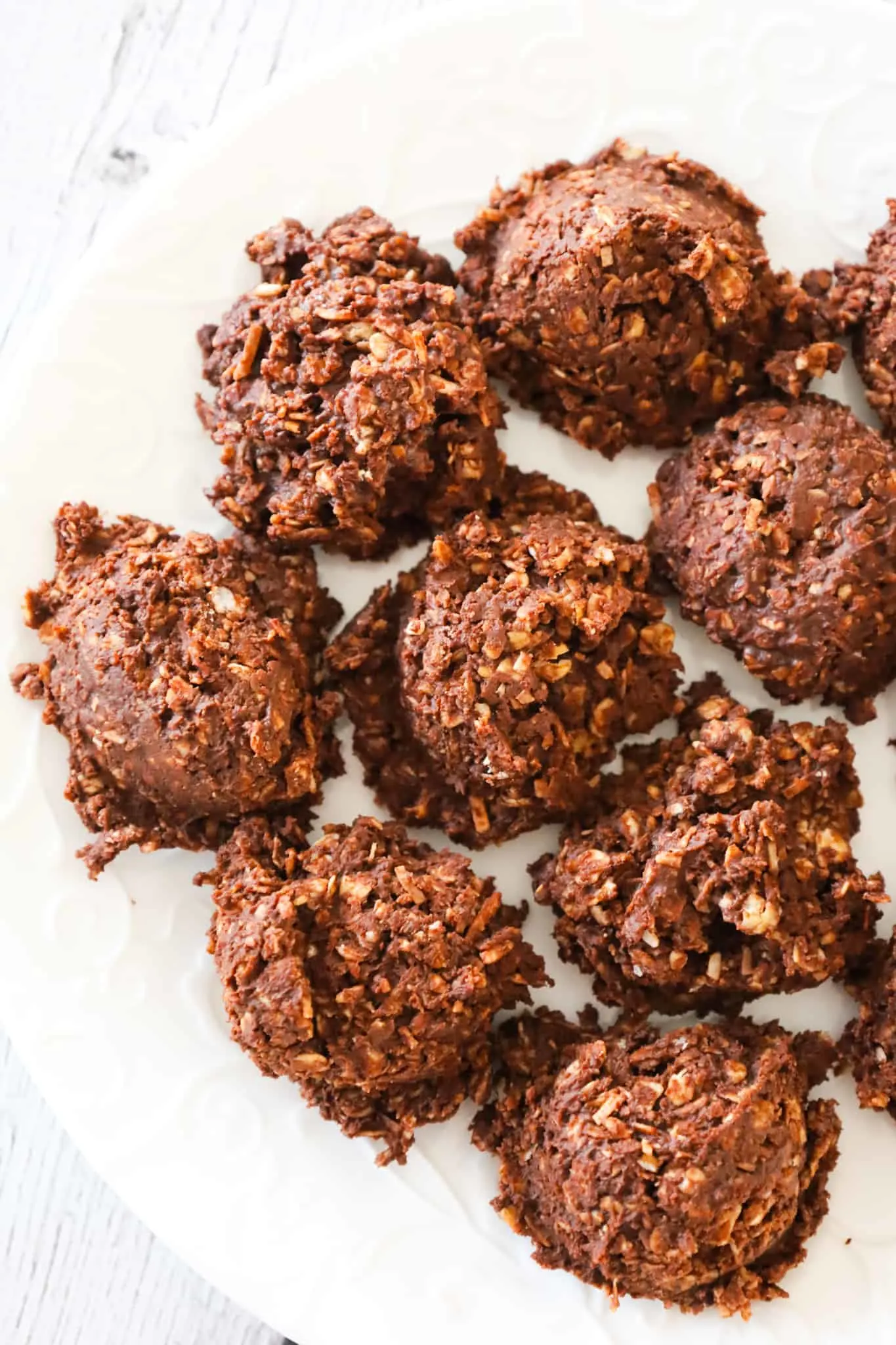Haystack Cookies are easy no bake cookies loaded with quick oats, shredded coconut, melted chocolate and peanut butter.