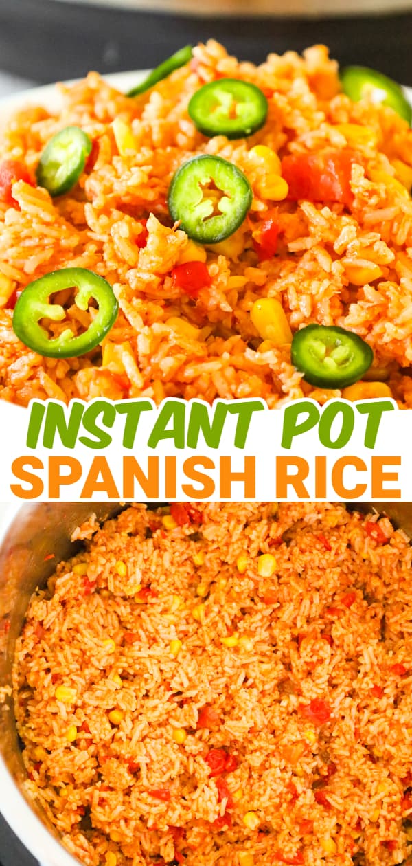 Instant Pot Spanish Rice is a delicious pressure cooker side dish recipe made with long grain white rice and loaded with Rotel diced tomatoes and green chilies, corn and flavourful spices.