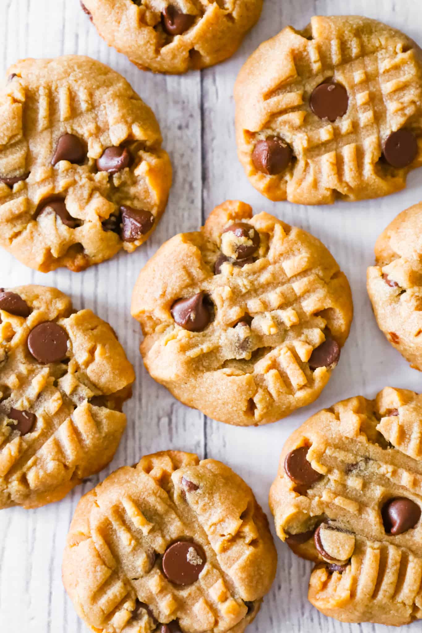 Peanut Butter Chocolate Chip Cookies are simple and delicious peanut butter cookies loaded with semi sweet chocolate chips.