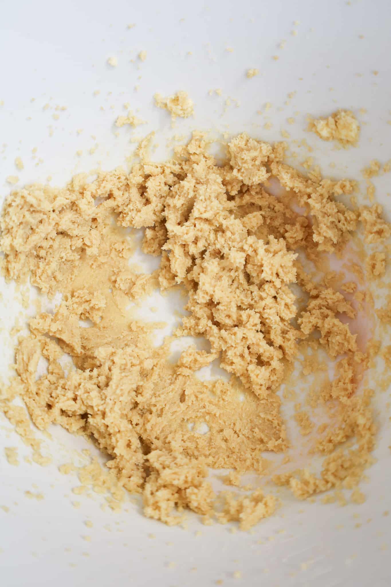 creamed together butter, brown sugar and granulated sugar in a mixing bowl