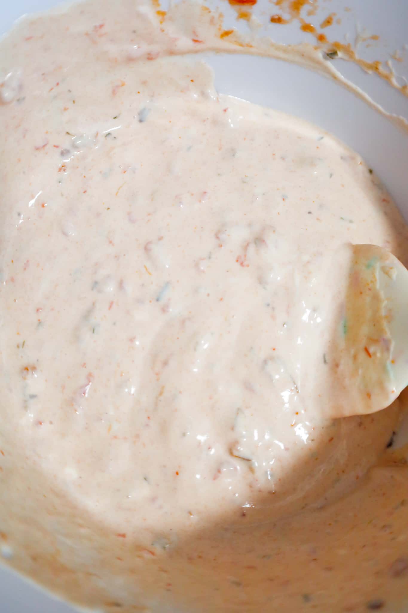 cornbread salad dressing mixture in a mixing