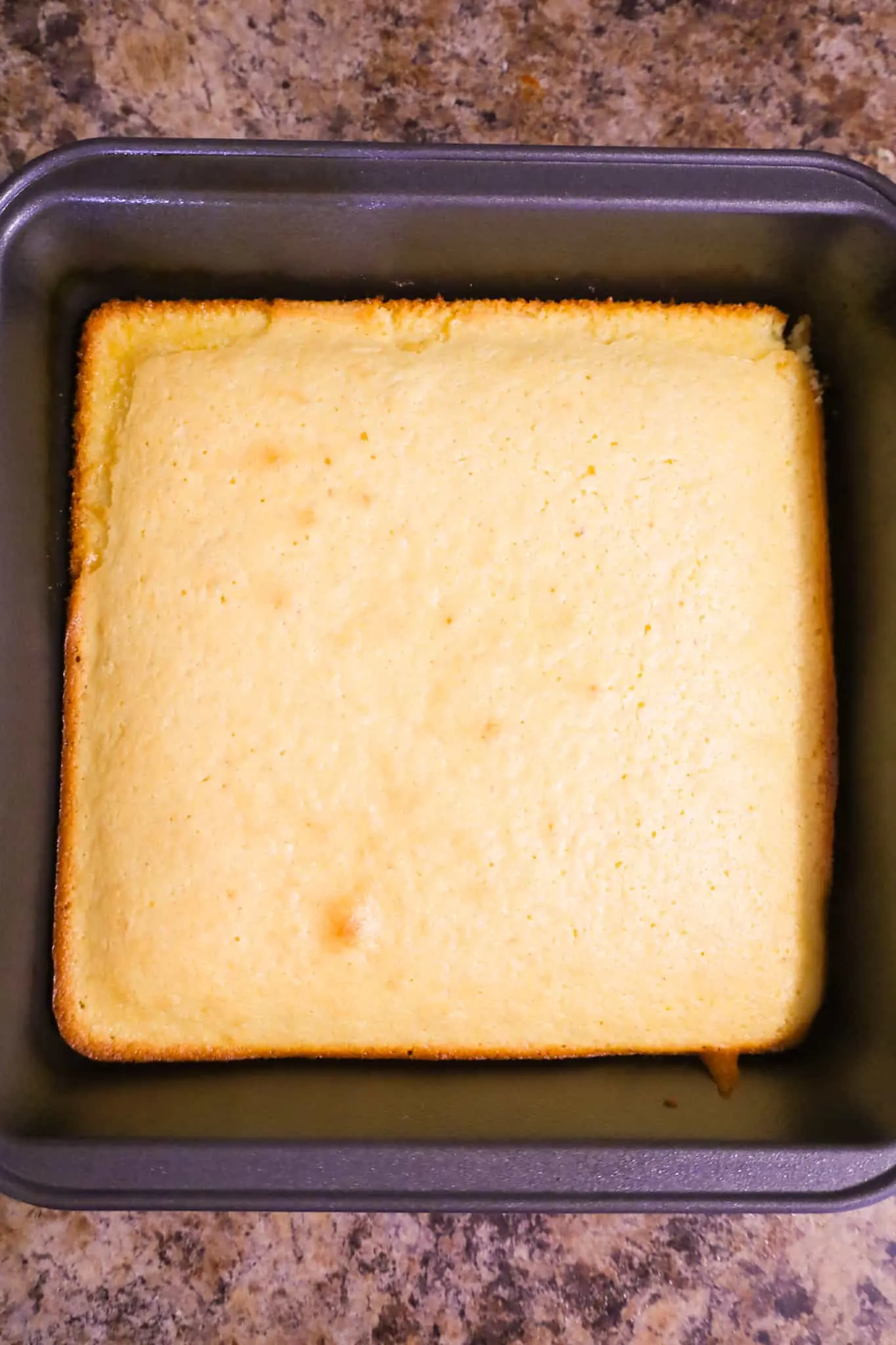 baked cornbread in a square pan
