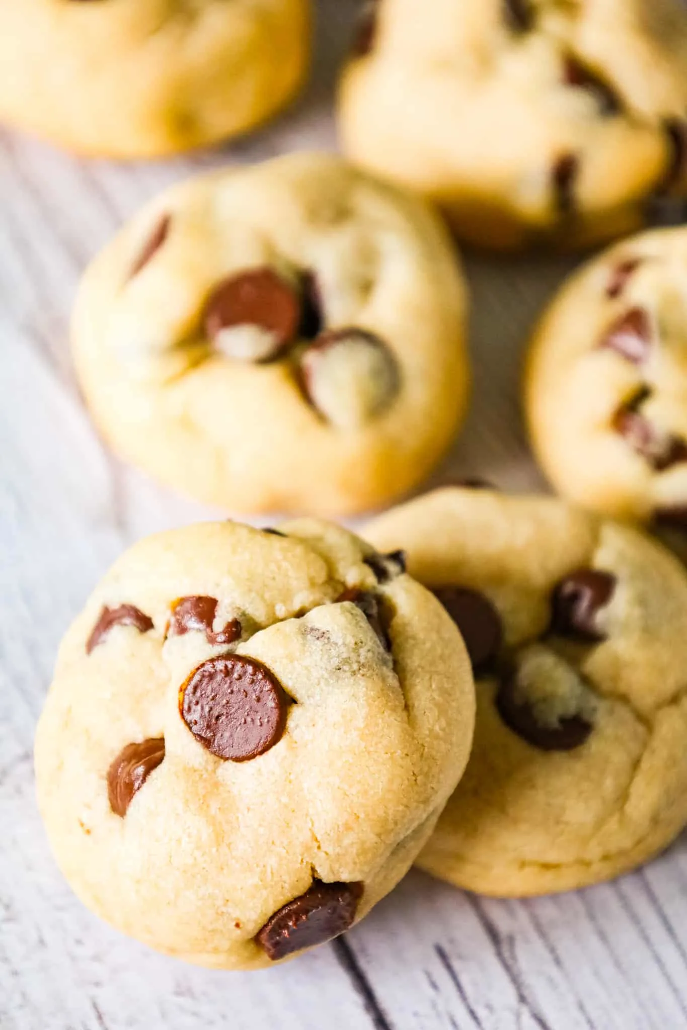 Chocolate Chip Pudding Cookies are soft and chewy cookies made with vanilla instant pudding mix and loaded with semi sweet chocolate chips.