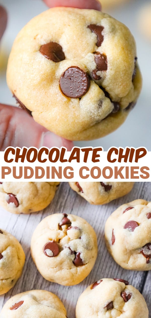 Chocolate Chip Pudding Cookies are soft and chewy cookies made with vanilla instant pudding mix and loaded with semi sweet chocolate chips.