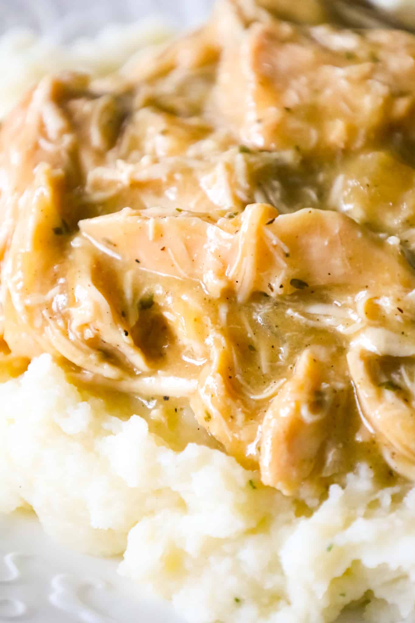 Crock Pot Chicken and Gravy is an easy slow cooker chicken recipe made with boneless, skinless chicken breasts, condensed cream of chicken soup and chicken gravy mix.