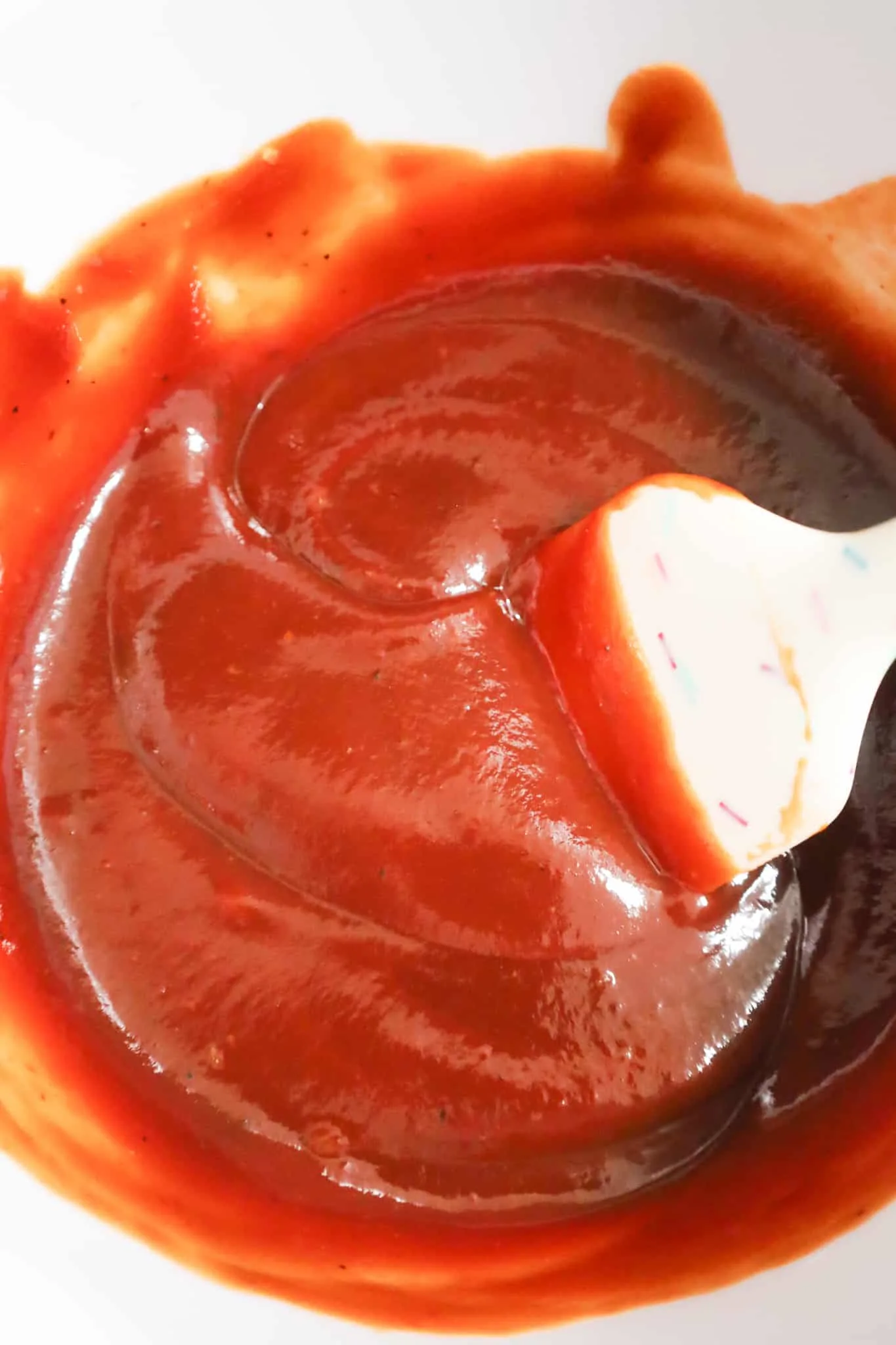 barbecue sauce and ketchup glaze mixture in a mixing bowl