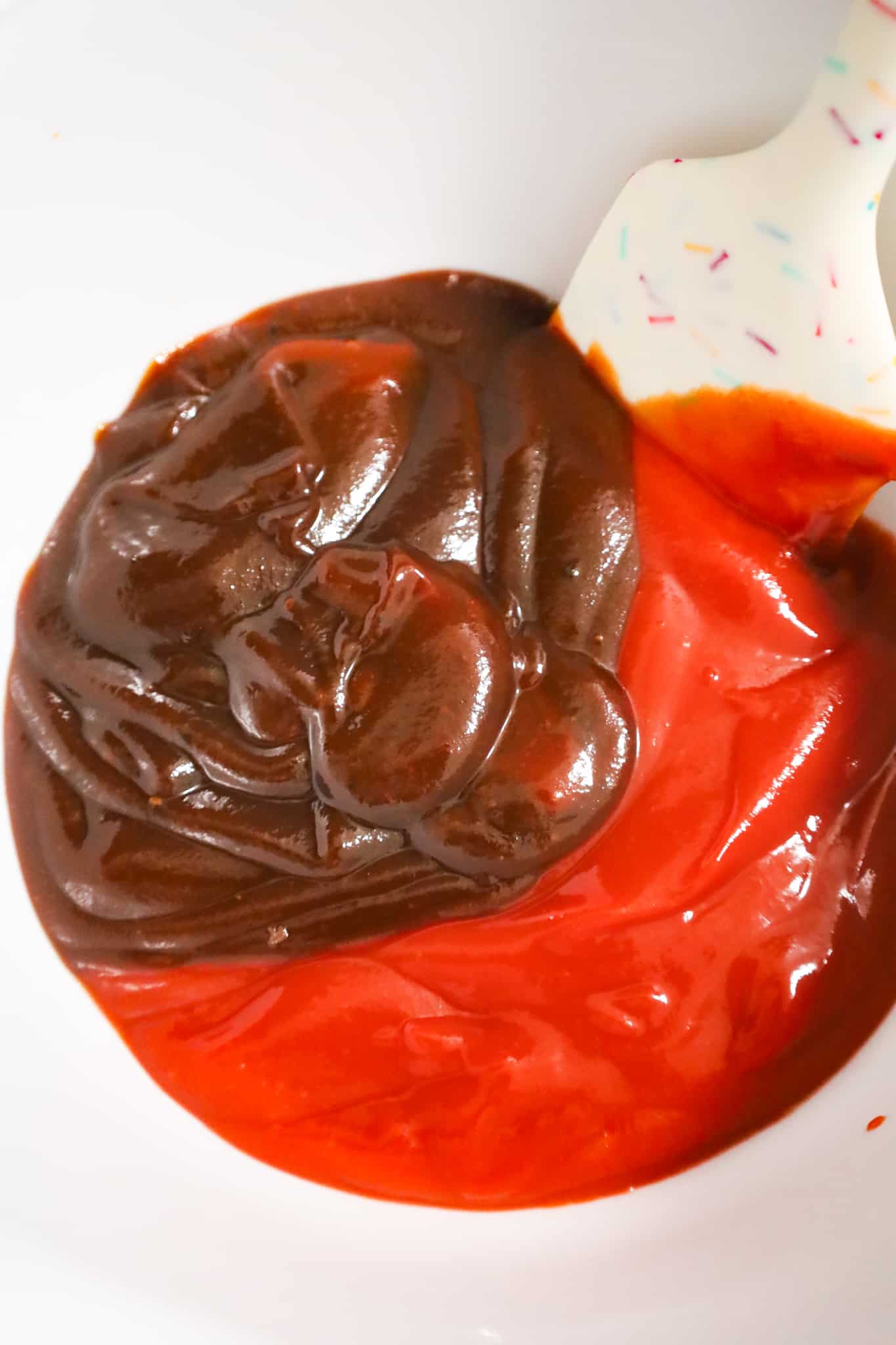 barbecue sauce and ketchup in a mixing bowl