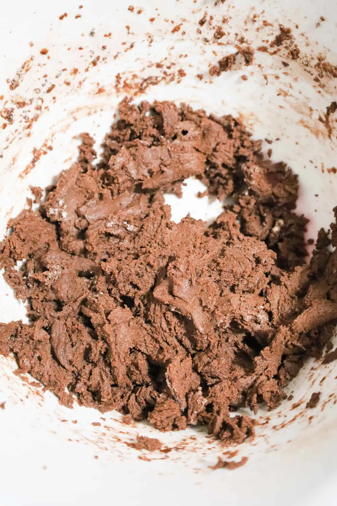 brownie mix cookie dough in a mixing bowl