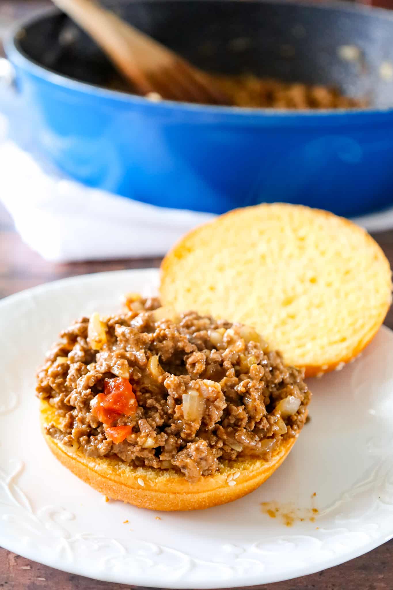 Chicken Gumbo Sloppy Joes are an easy weeknight dinner recipe using lean ground beef and Campbell's chicken gumbo soup.