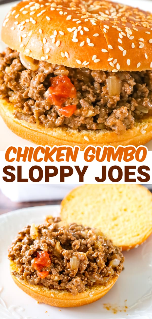 Chicken Gumbo Sloppy Joes are an easy weeknight dinner recipe using lean ground beef and Campbell's chicken gumbo soup.