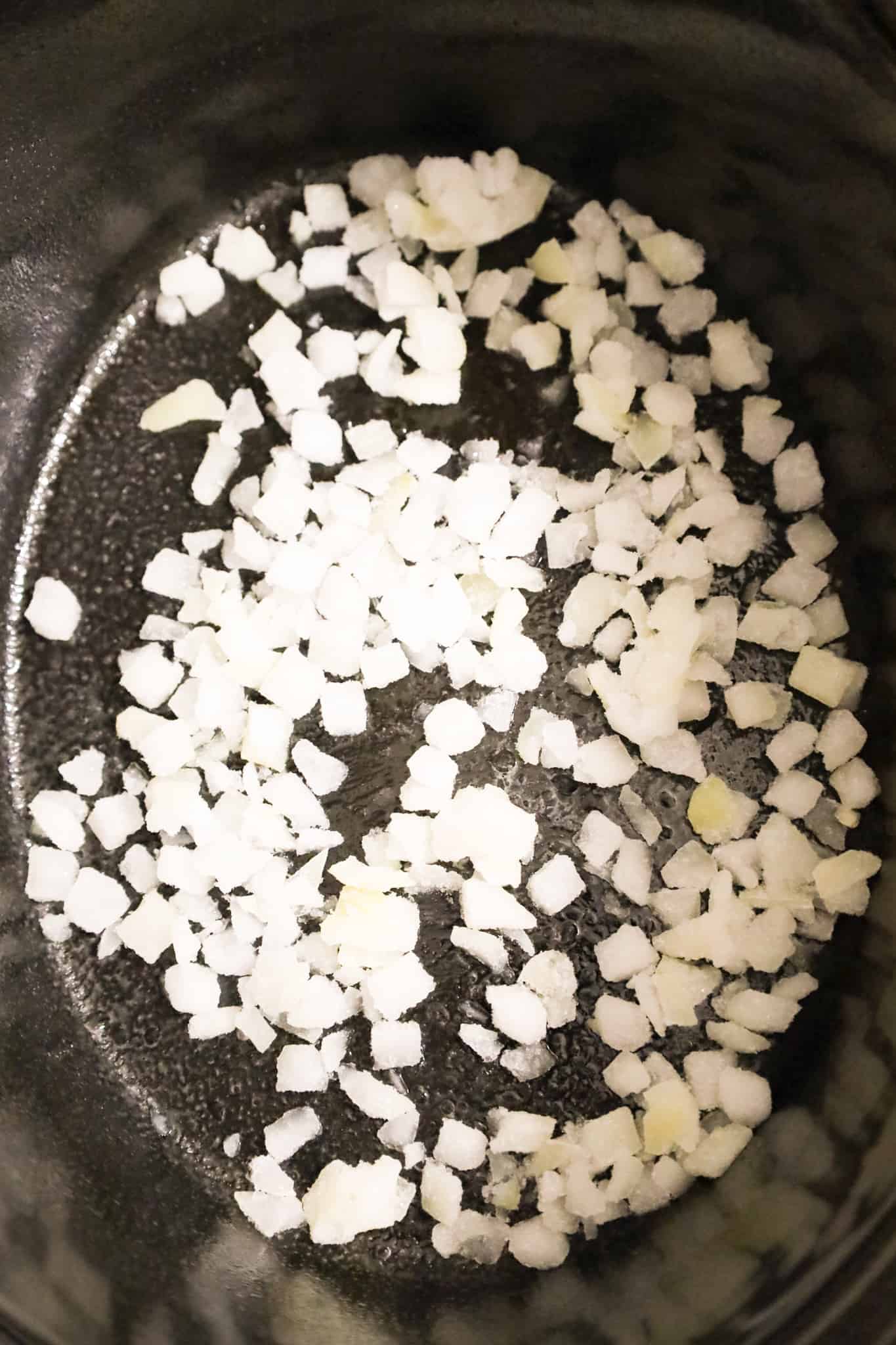 diced onions in a crock pot