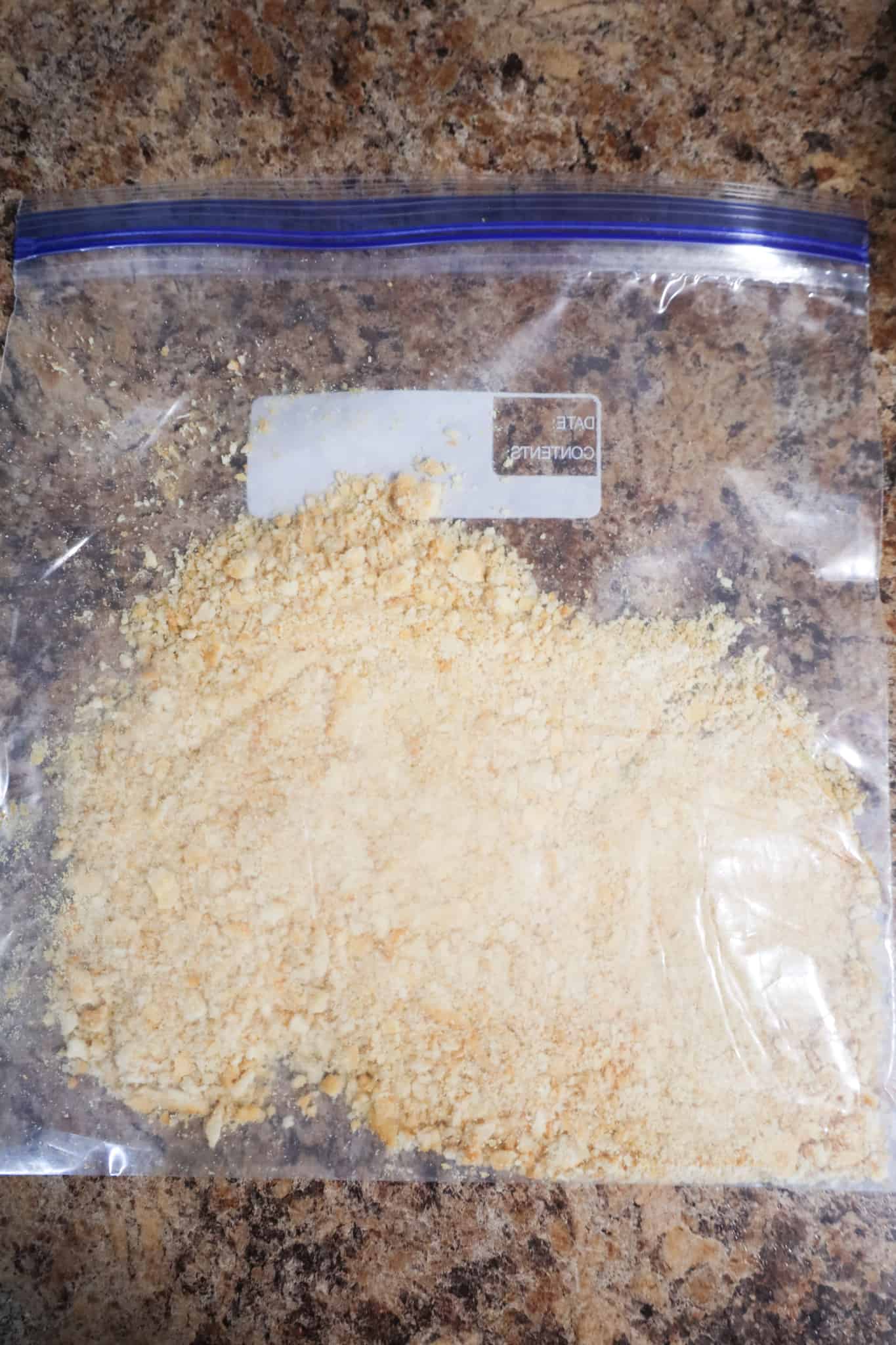 crushed ritz crackers in a ziploc bag