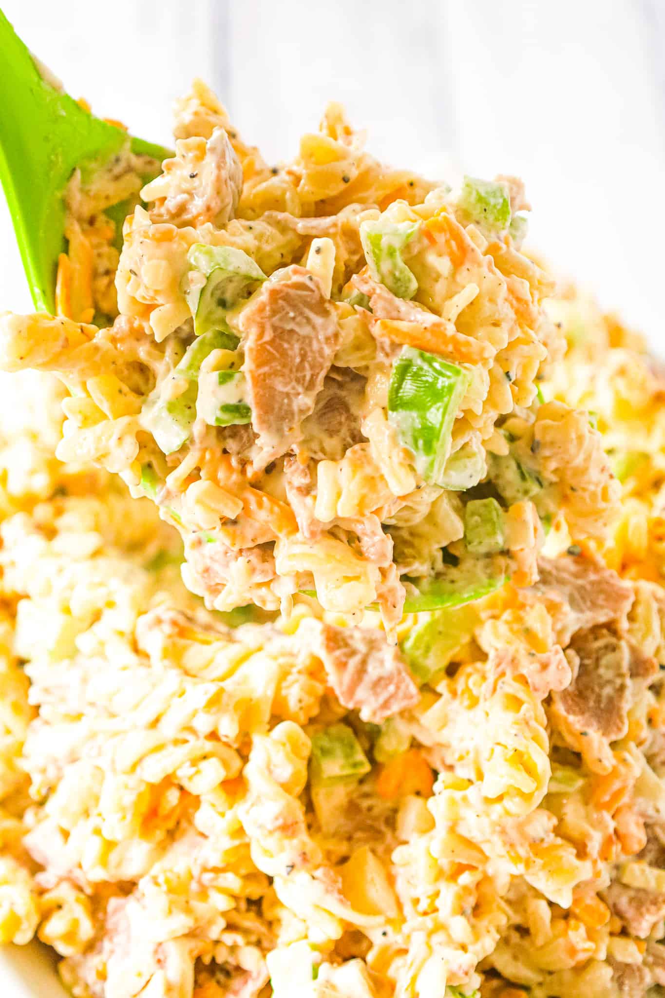 Philly Cheese Steak Pasta Salad is a tasty cold side dish recipe loaded with diced green peppers, onions, roast beef, mayo, shredded cheese and steak spice.