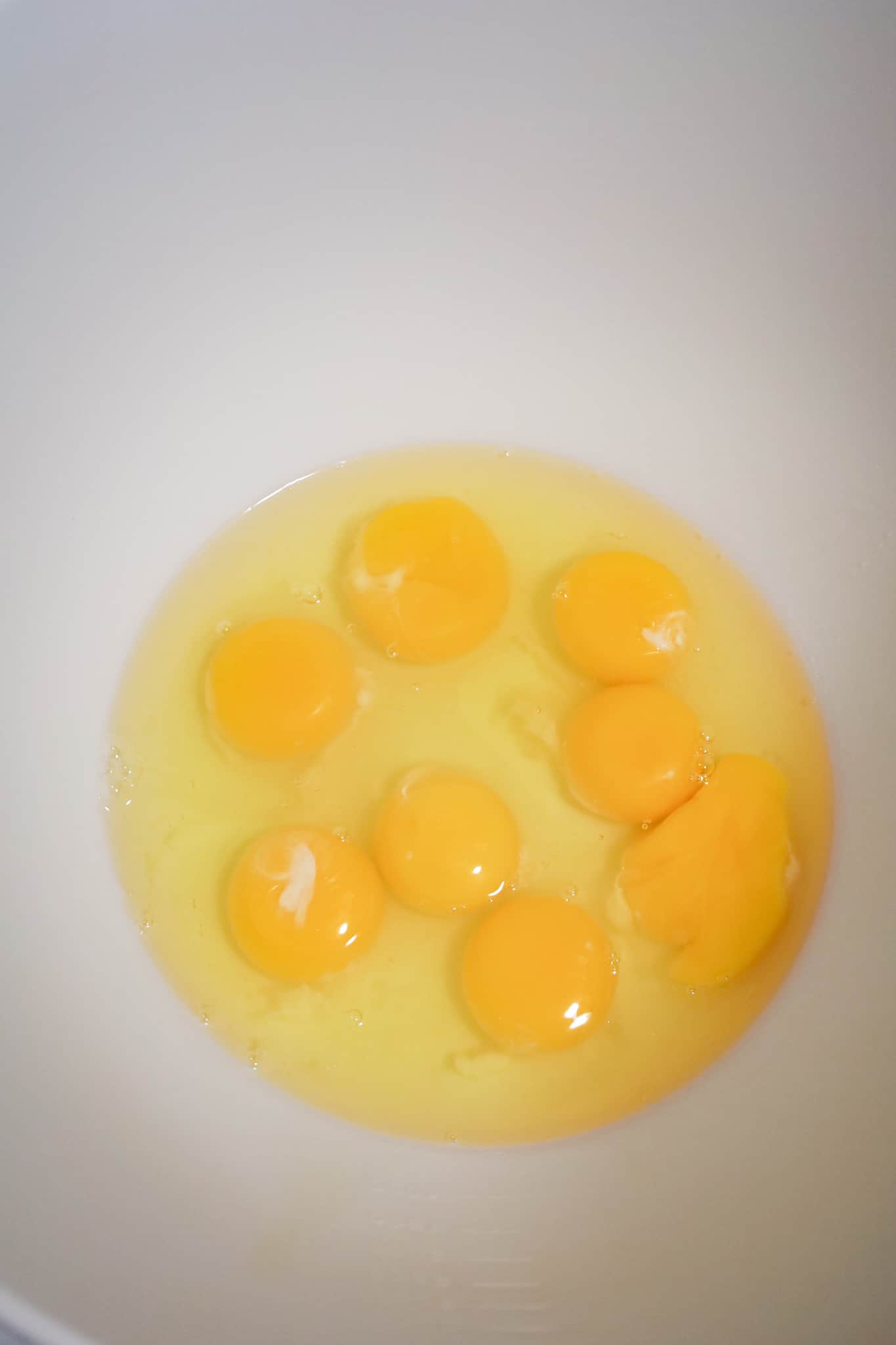 eggs in a large mixing bowl