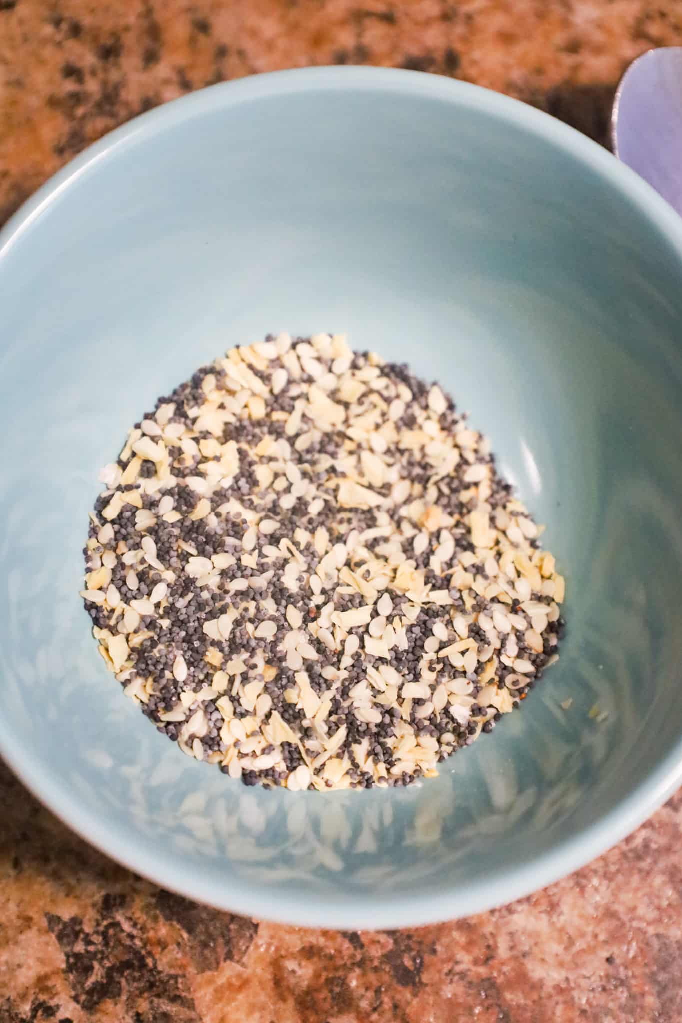 poppy seeds, sesame seeds, dehydrated minced onion and salt in a small bowl