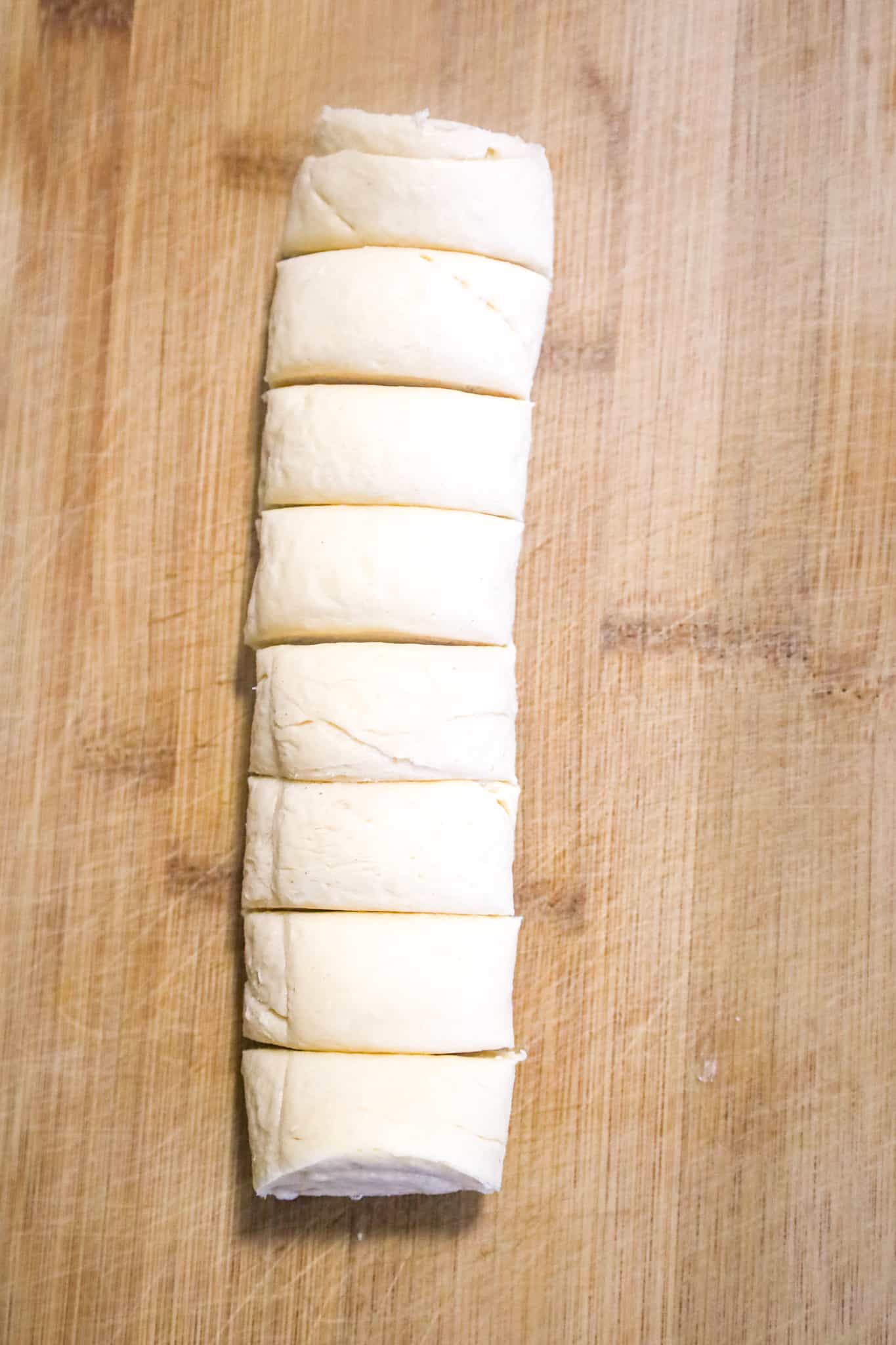 crescent dough roll cut into eight pieces