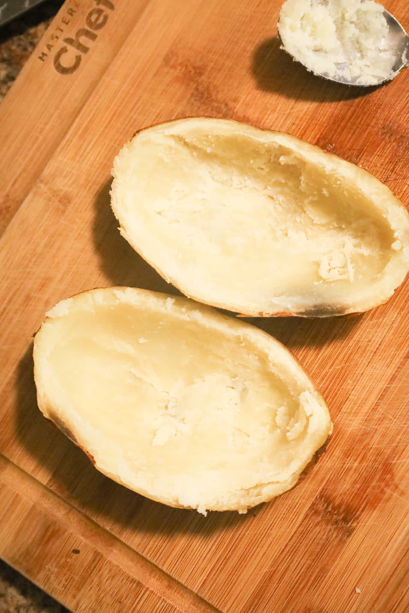 potato skins on a cutting board