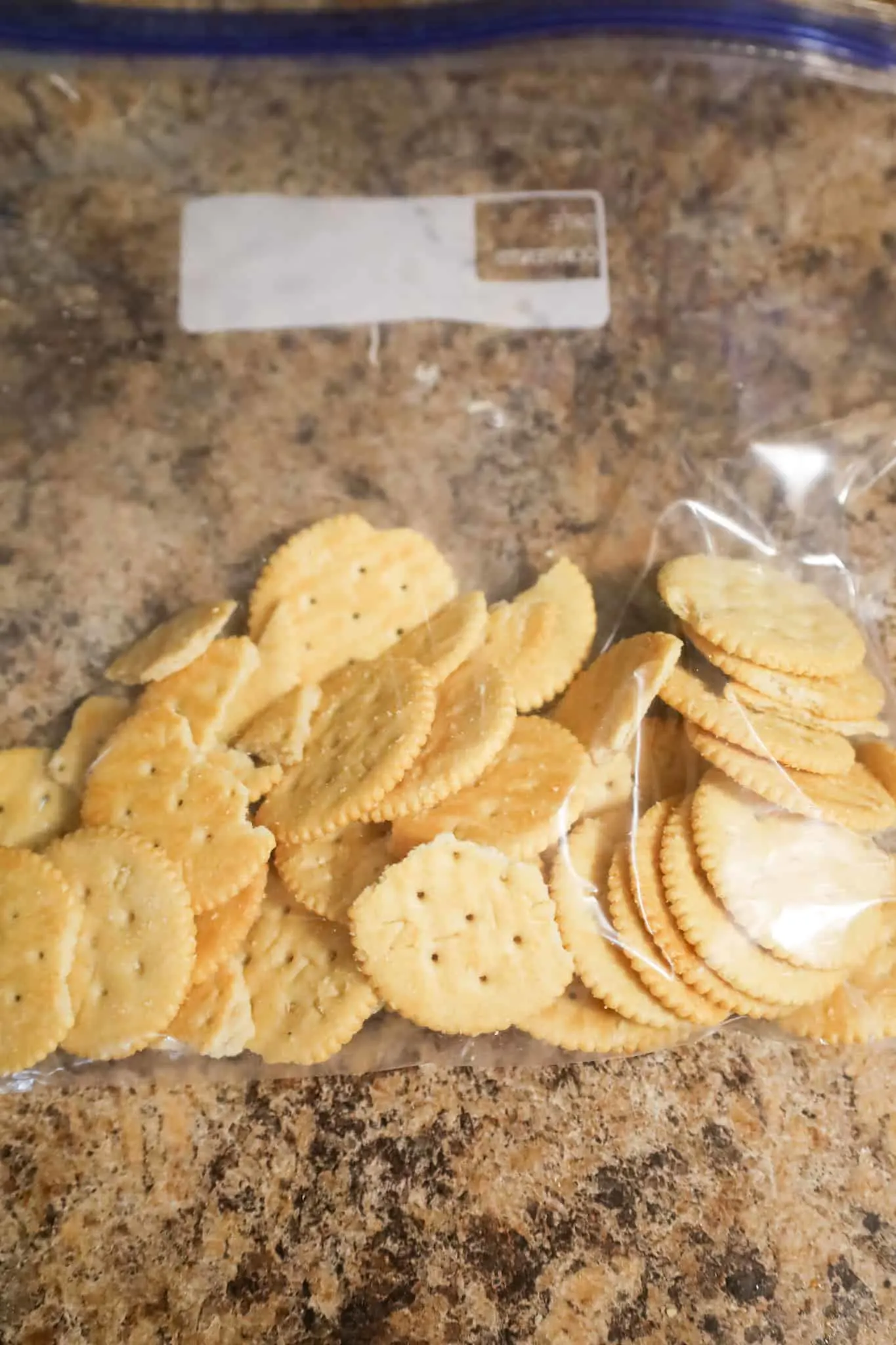 ritz crackers in a Ziploc bag