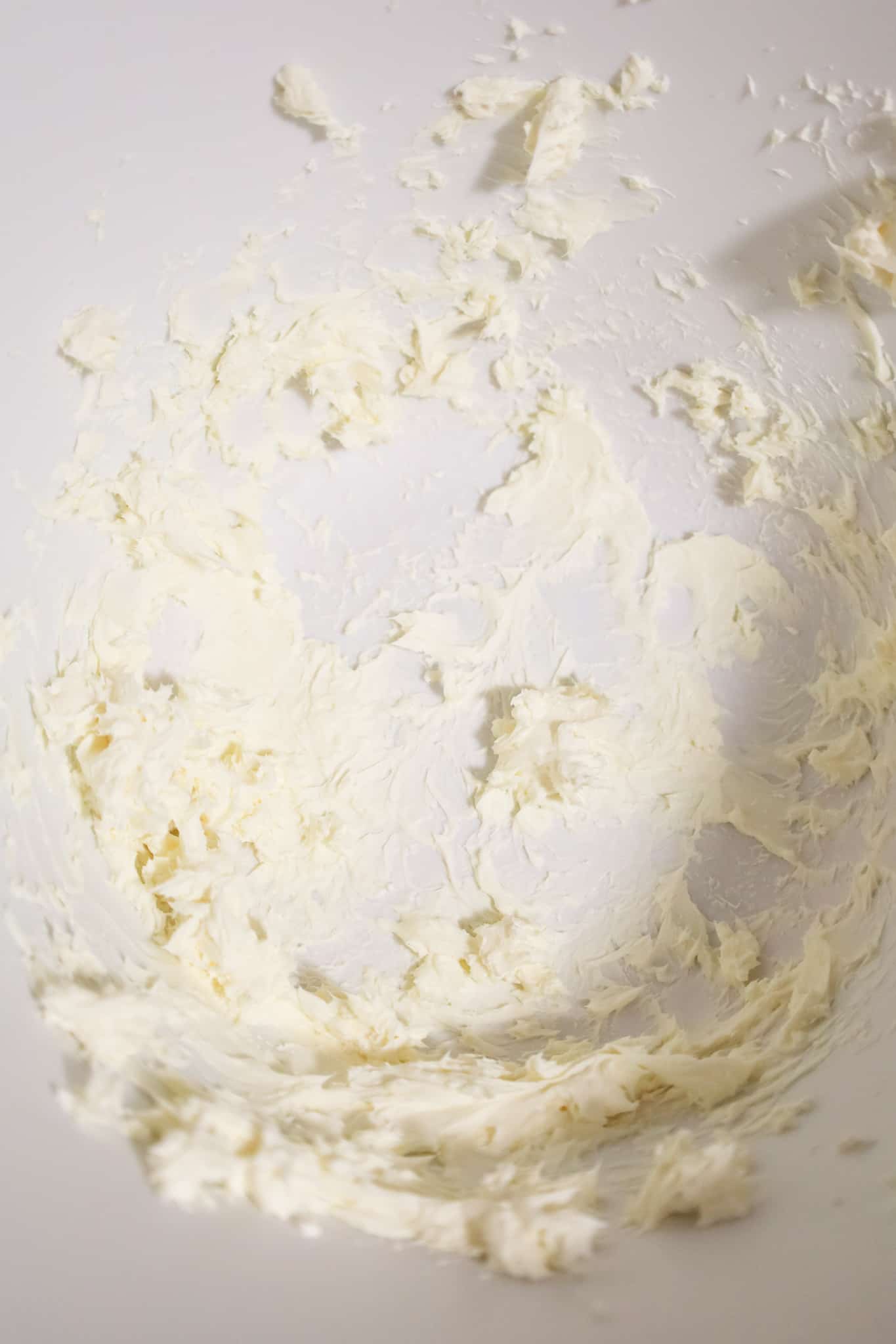 whipped cream cheese in a mixing bowl