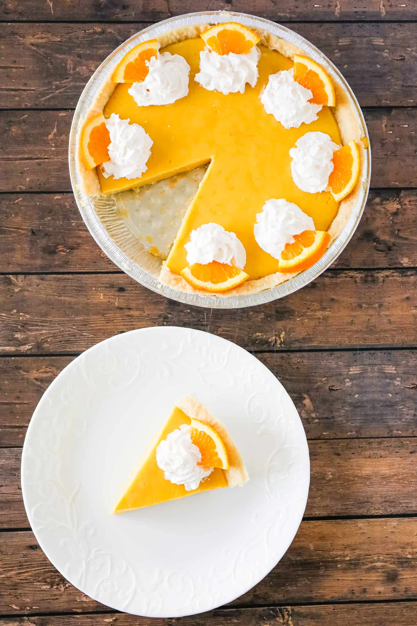 Orange Pie is a sweet and tart pie made with a store bought pie crust and a creamy homemade orange filling.