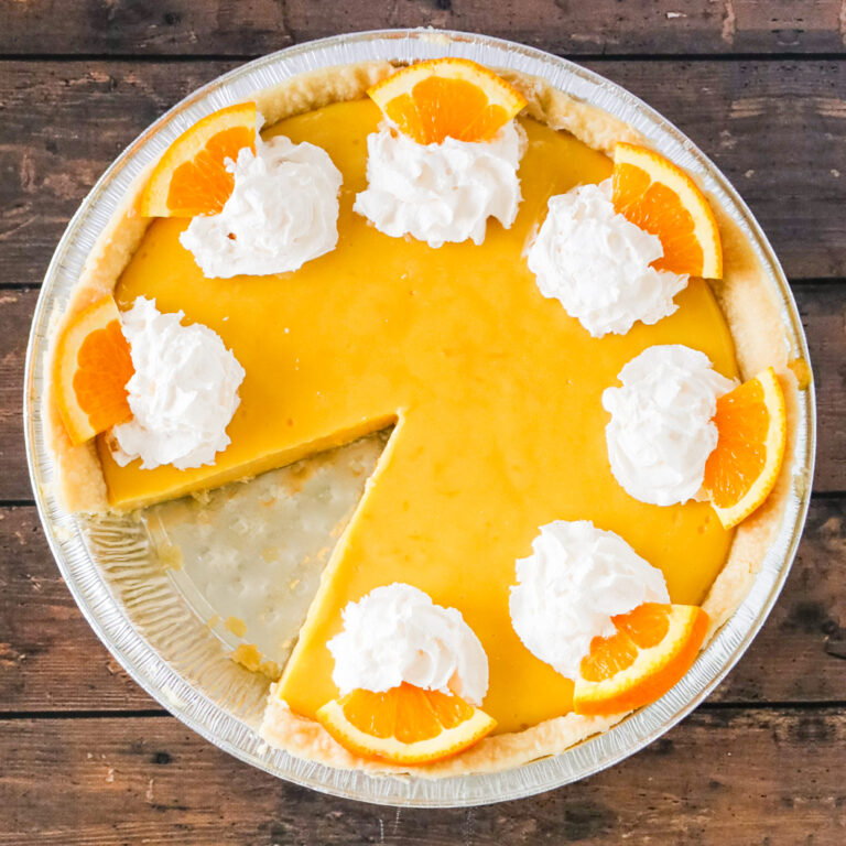 Orange Pie is a sweet and tart pie made with a store bought pie crust and a creamy homemade orange filling.