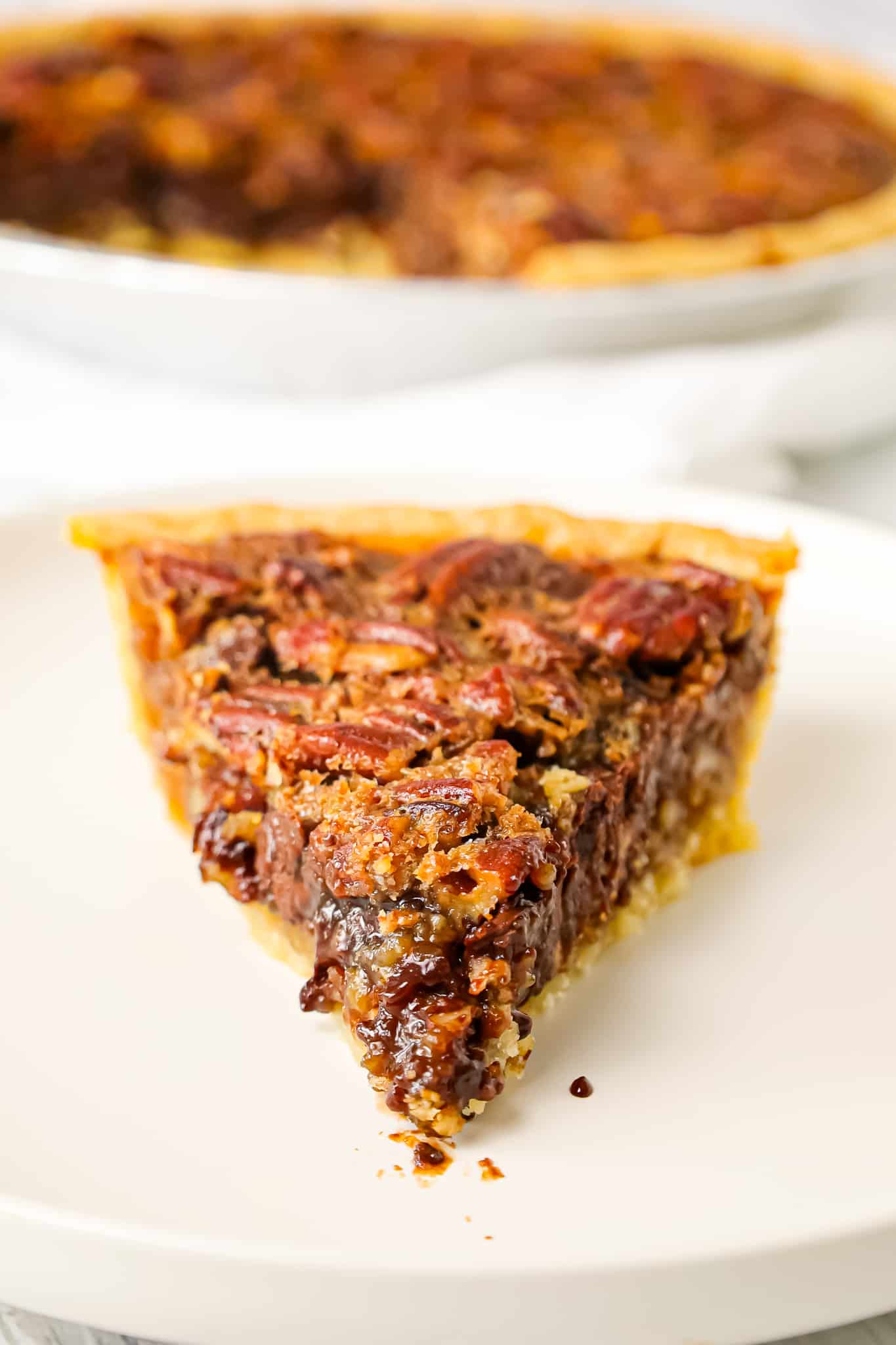 Chocolate Chip Pecan Pie is a decadent chocolate and caramel pie loaded with pecans.