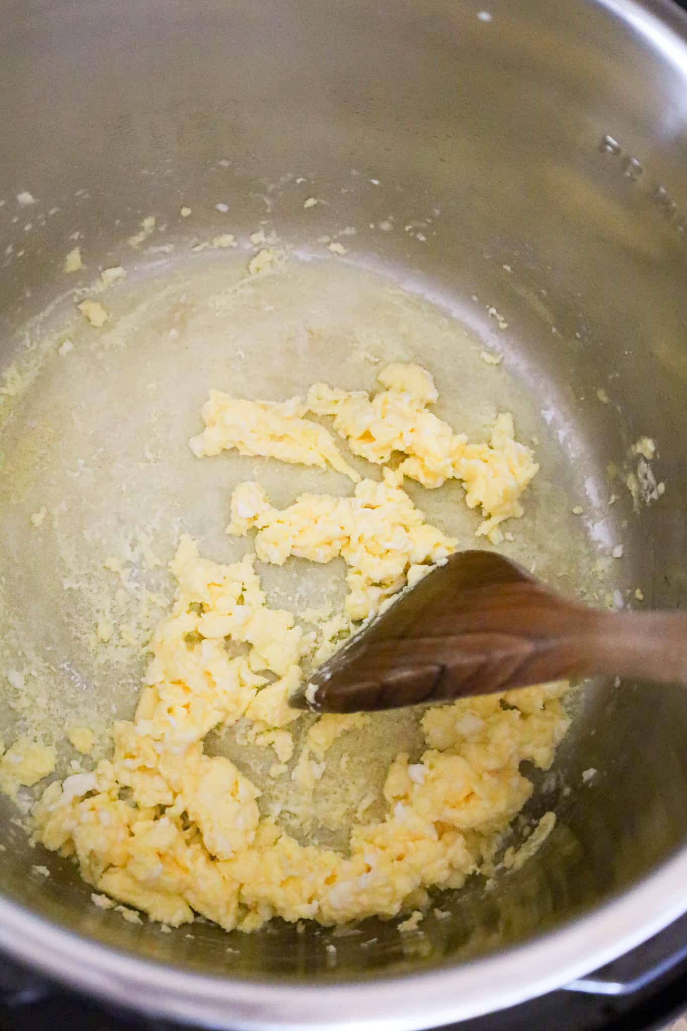 scrambled eggs cooking in an Instant Pot