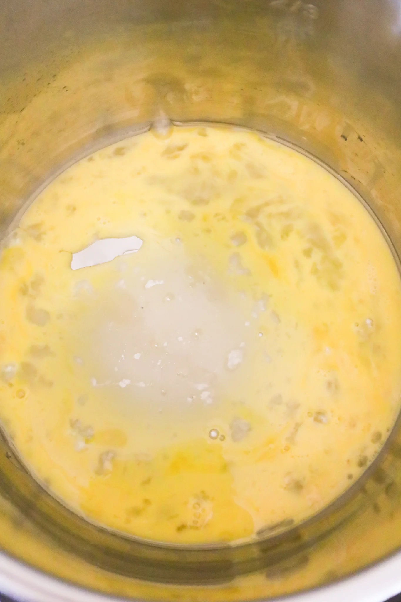 beaten eggs added to an Instant Pot