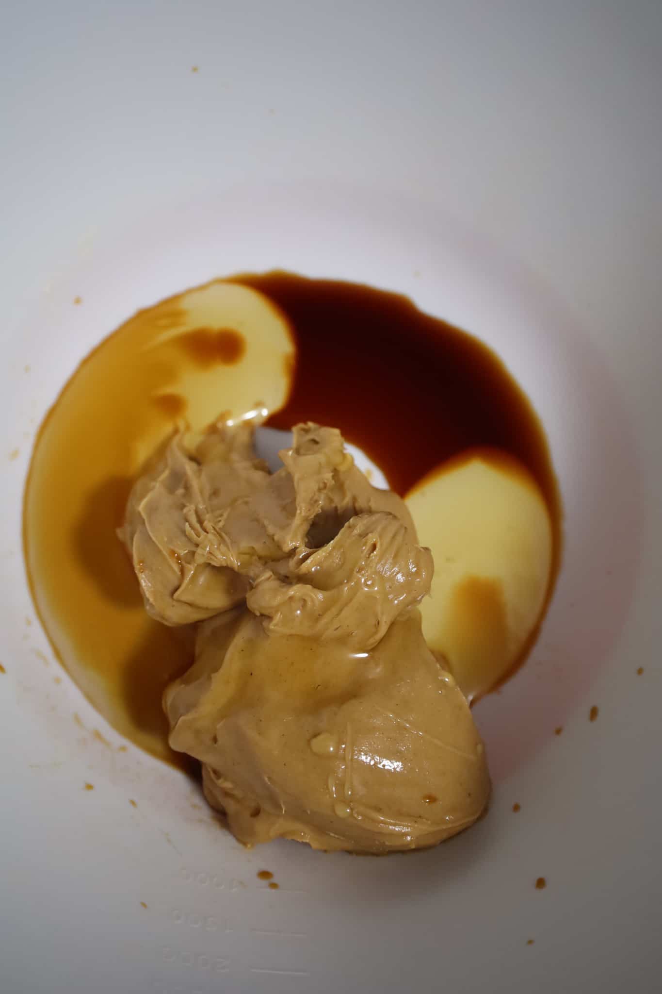 smooth peanut butter, liquid honey and vanilla extract in a mixing bowl