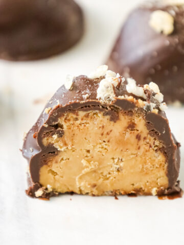 Peanut Butter Balls with Rice Krispies are a decadent no bake chocolate peanut butter dessert.