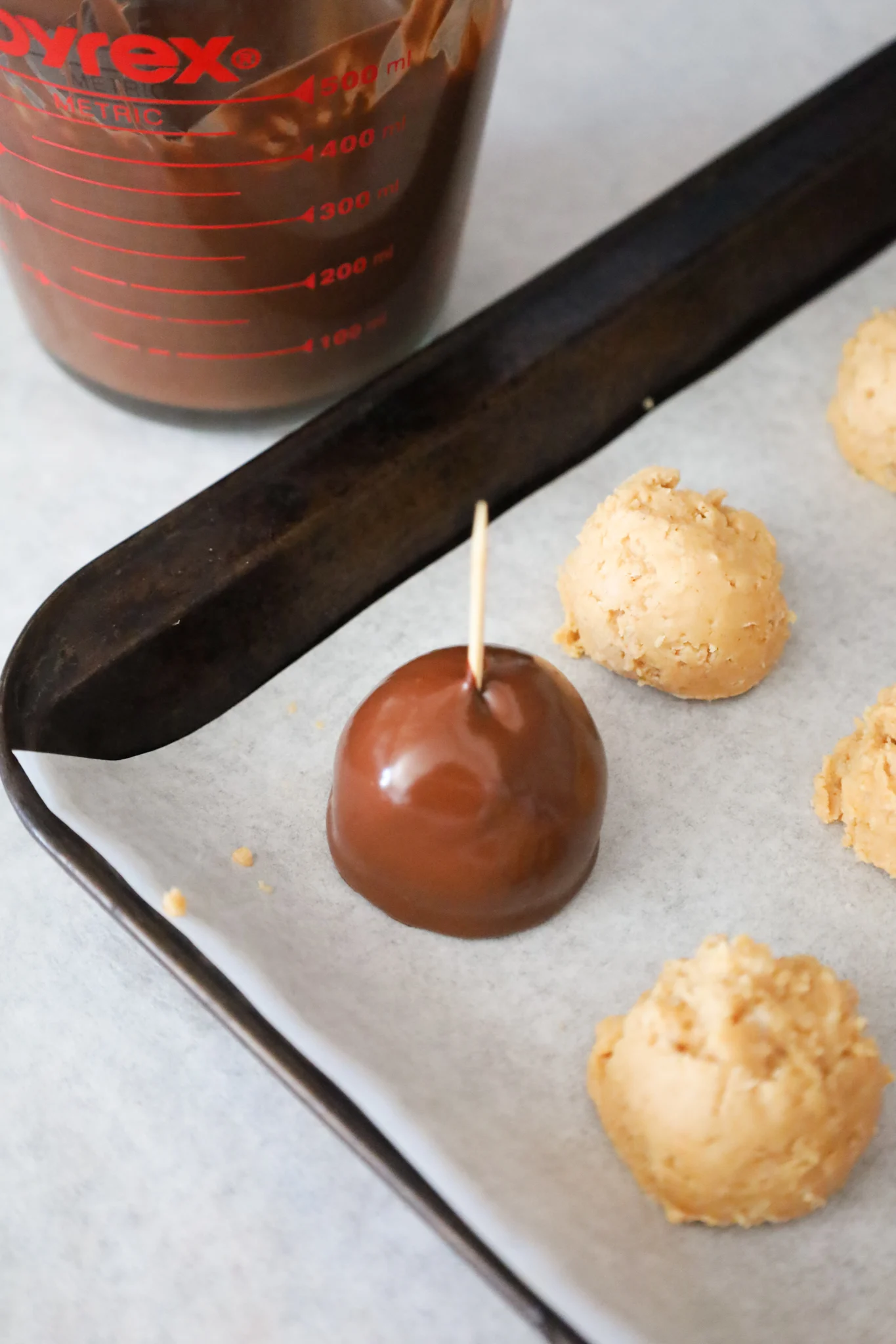 peanut butter balls coated in chocolate