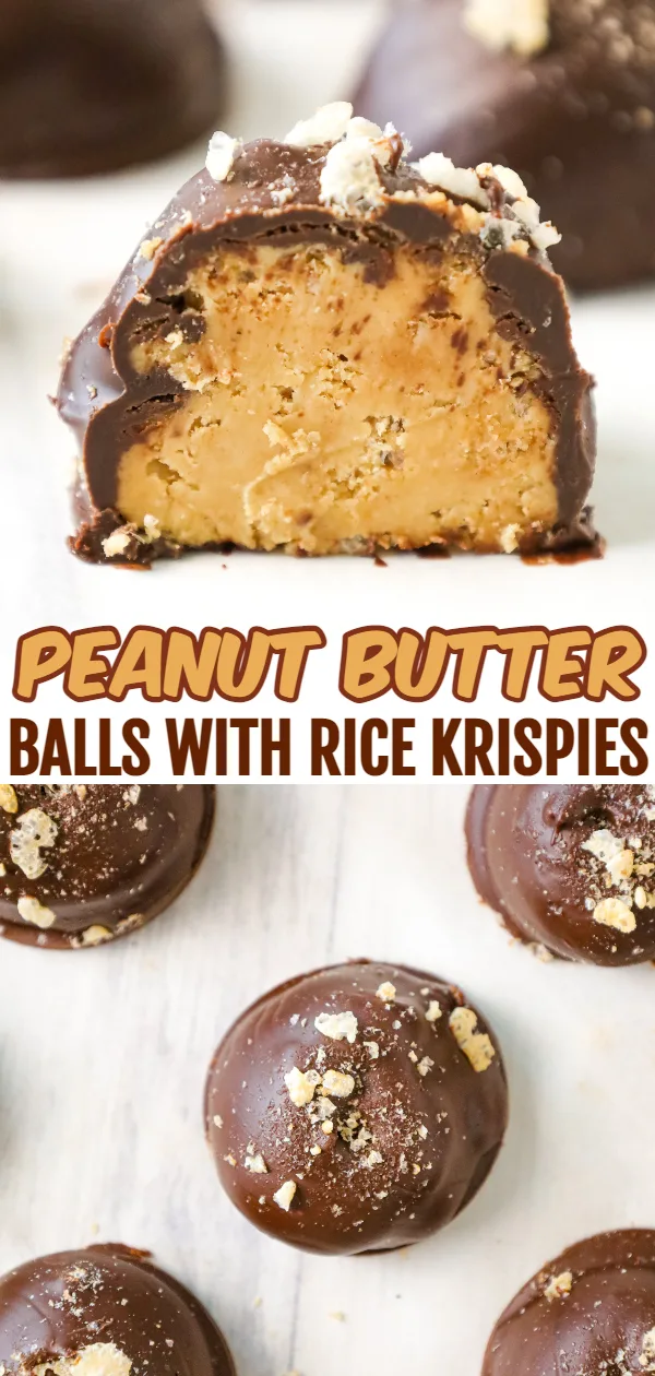Peanut Butter Balls with Rice Krispies are a decadent no bake chocolate peanut butter dessert.